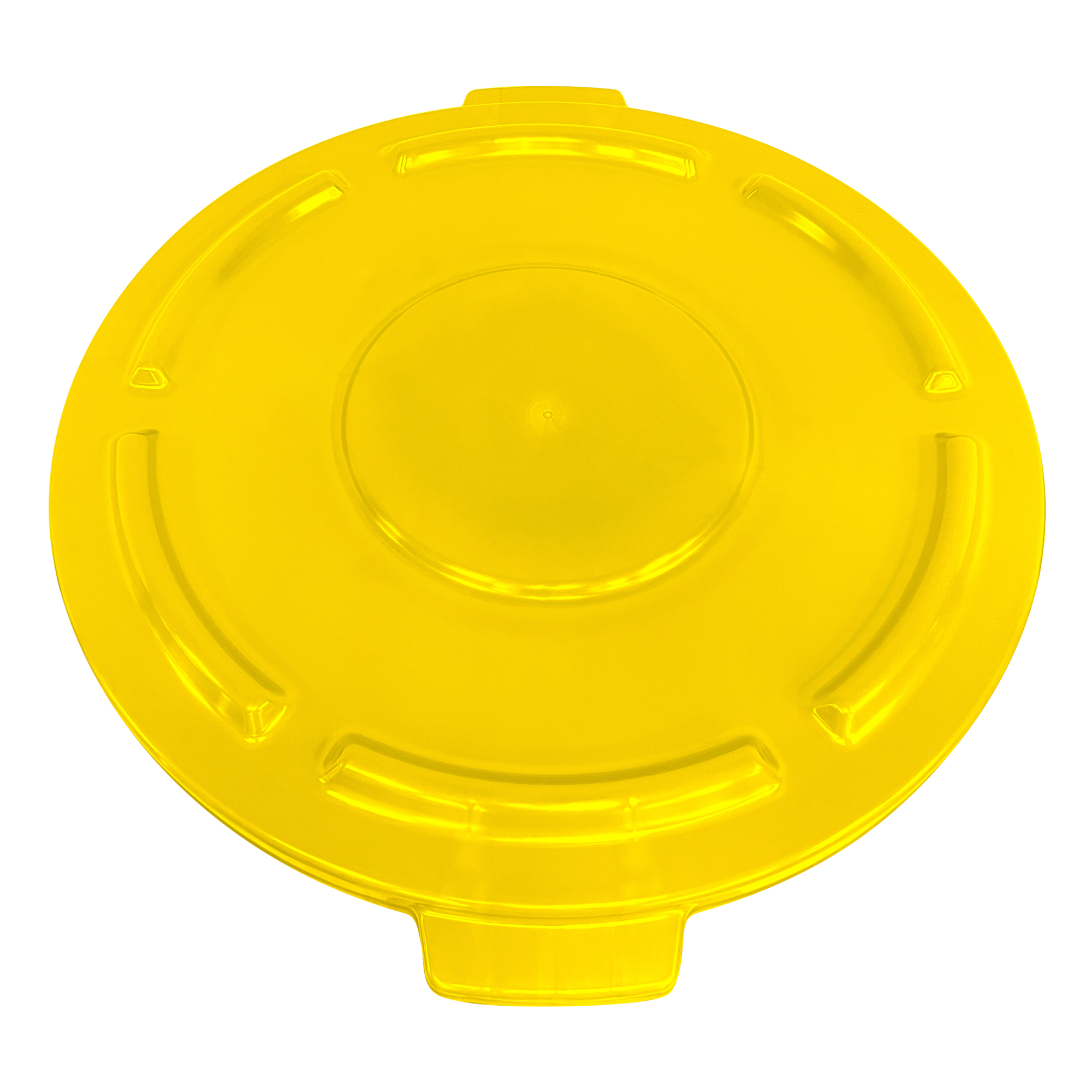 Crusader Round Heavy-duty Utility Container Lid, 24" Dia., for 44 Gallon trash can, Polyethylene, Yellow, NSF, Made in USA